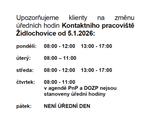 změna úředních hodin Židlochovice