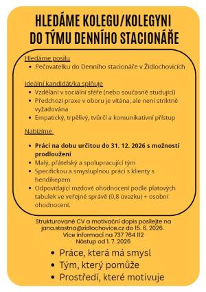 pečovatelka Denní stacionář Židlochovice